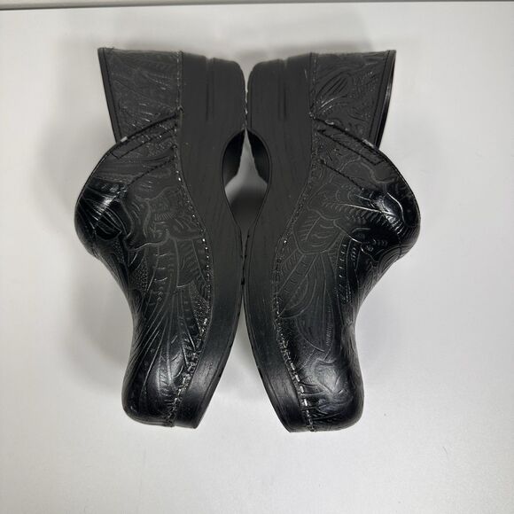 Dansko Professional Black Leather Tooled Embossed Clog Women’s Sz 41 US 10.5-11 - Picture 5 of 11